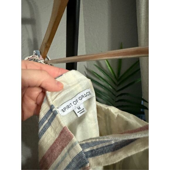 Spirit of Grace Striped Mini Dress Medium Linen - Picture 5 of 6